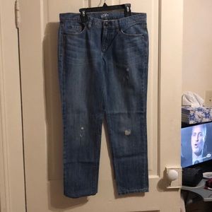 Loft boyfriend jeans with distressing👖